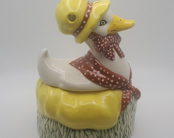 Vintage Ceramic Duck Trinket Dish Figurine