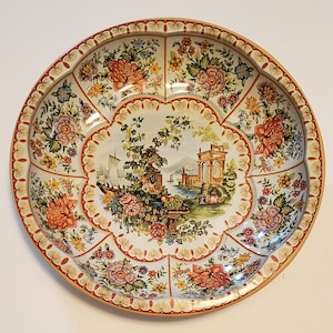 Vintage Floral Daher Decorated Ware Metal Tin Bowl Dish, Made in England, 1971
