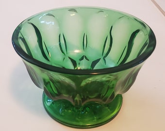 Bol vintage sur pied en verre vert