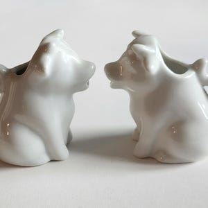 Vintage Small White Ceramic Cow Creamers, Set of 2