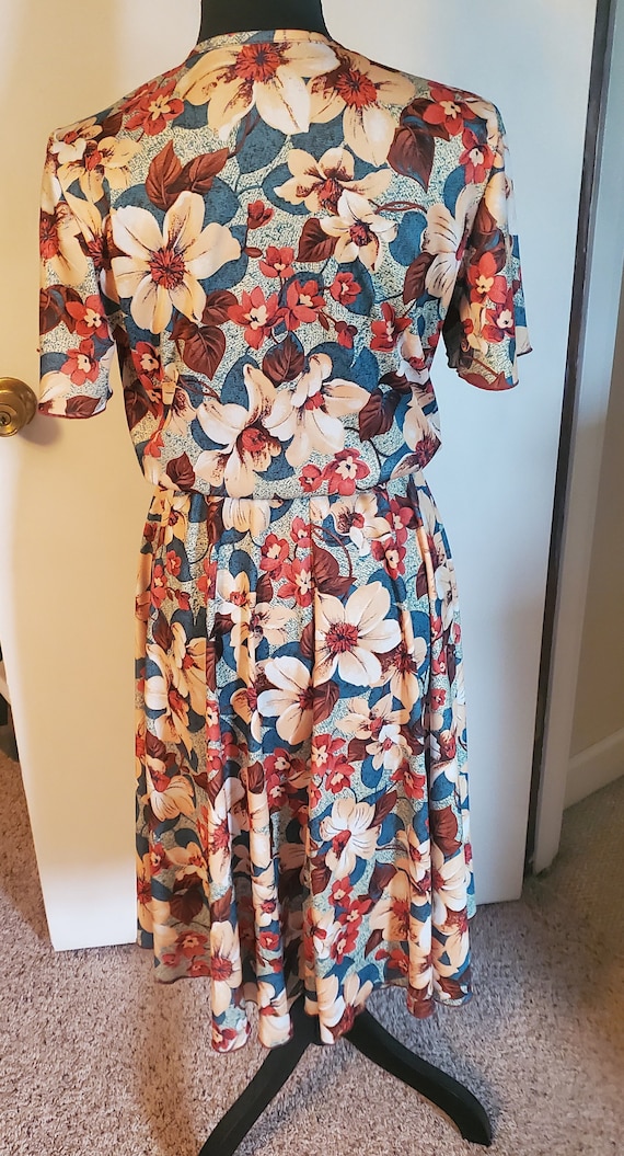 Vintage Short Sleeve Multicolor Floral Dress, Siz… - image 6