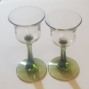Vintage Clear and Green Glass Candleholders, Set of 2