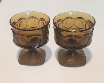 Vintage Brown Glass Dessert Cups Dishes