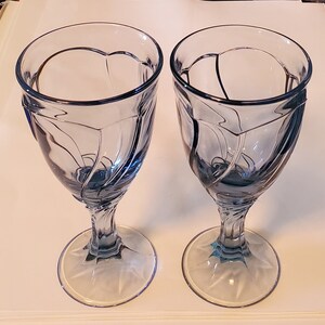 Vintage Blue Glass Goblets, Wine Glasses, Set of 2