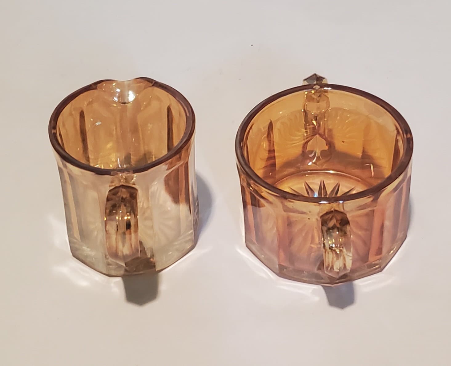 ヴィンテージ オレンジ ガラス シュガーボウルとクリーマーセット