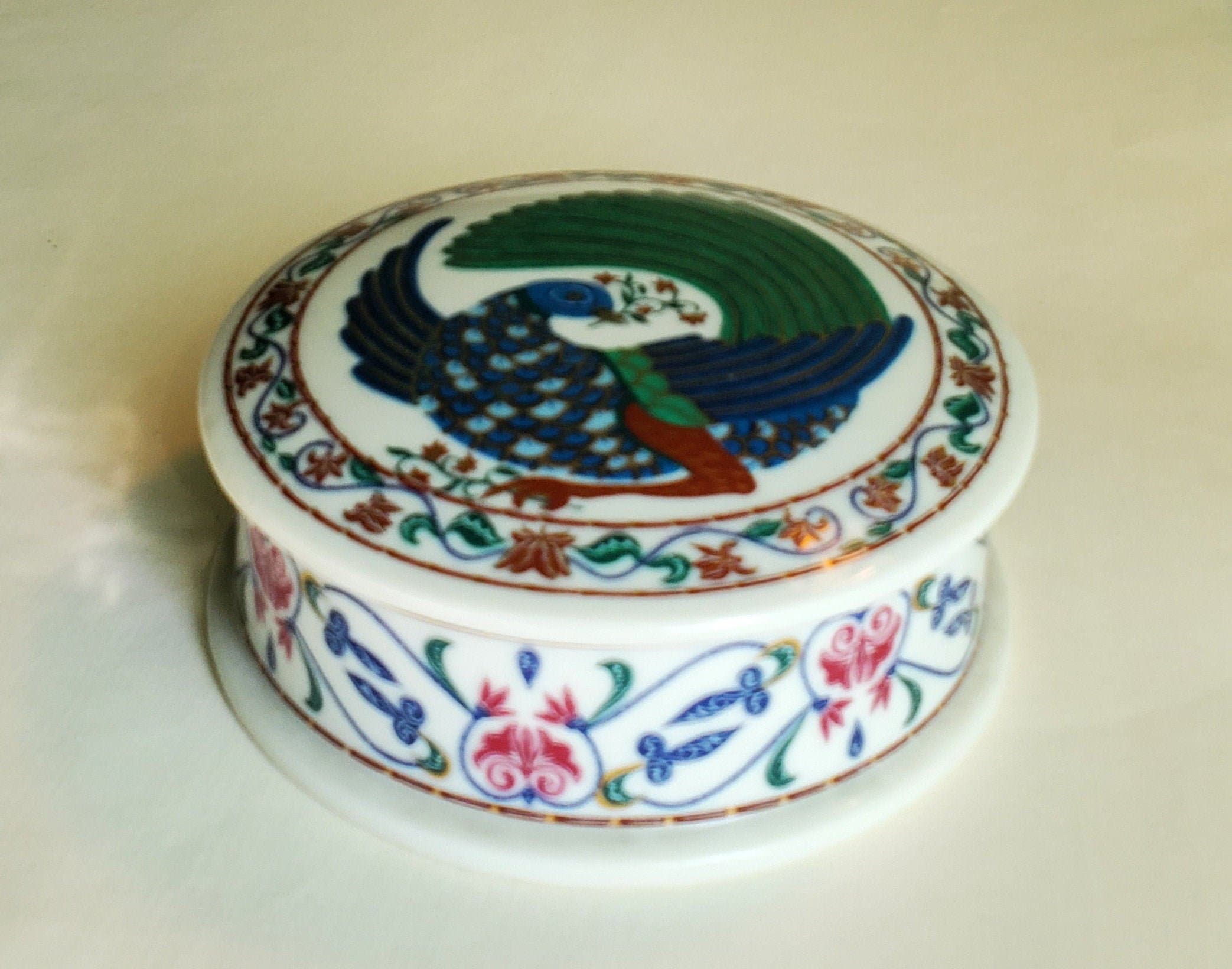Vintage Porcelain Byzantium for Elizabeth Arden Floral Peacock