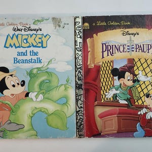 Vintage Little Golden Book - Walt Disney&#39;s Mickey and the Beanstalk and Disney&#39;s The Prince and The Pauper - Lot of 2