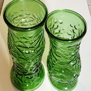 Vintage Green Glass Vases, Available Serparately