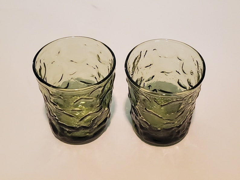 Vintage Green Glasses Green Glass Cups Set of 2 Etsy