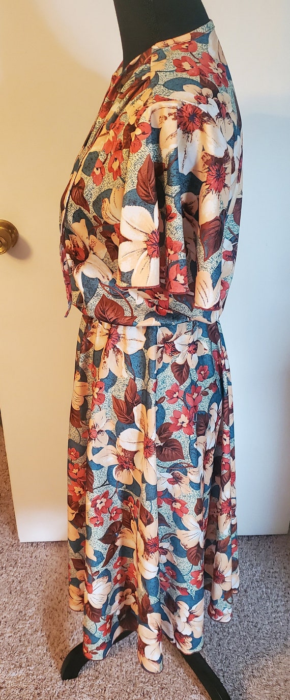 Vintage Short Sleeve Multicolor Floral Dress, Siz… - image 5