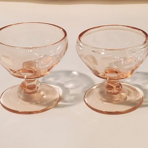 Vintage Pink Glass Dessert Cups, Pedestal Bowls, Set of 2