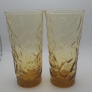 Vintage yellow Amber Glasses, Set of 2