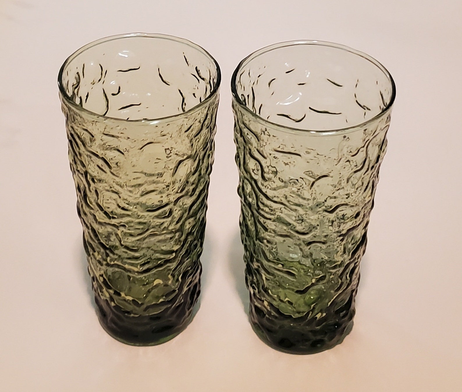 Vintage Green Glasses Green Glass Cups Set of 2 Etsy