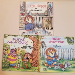 Vintage Mercer Mayer Little Critters Books - I Just Forgot, Just Me and My Cousin, Just Me and My Puppy - Set of 3
