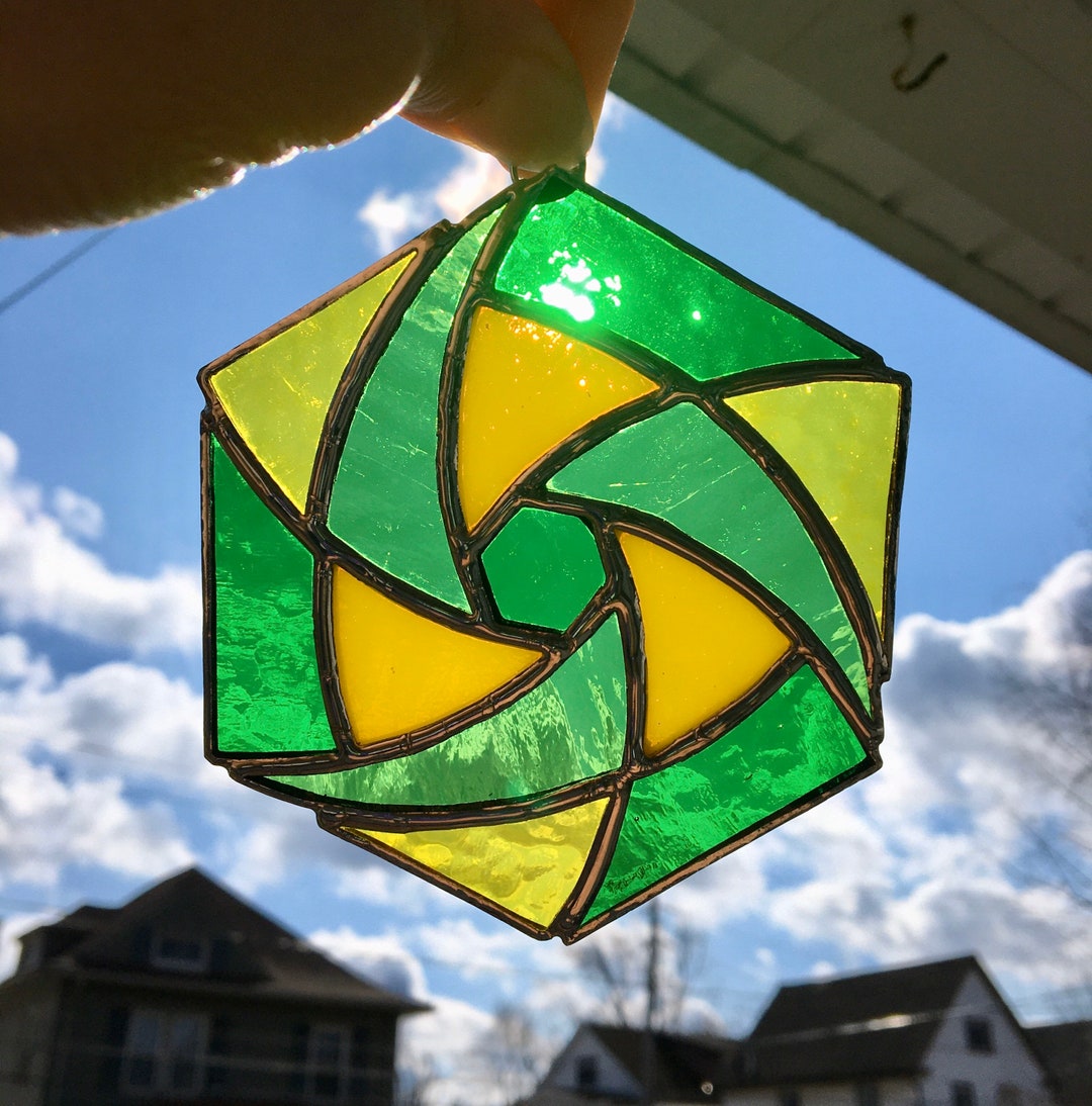 Stained Glass Pinwheel in Spring Green & Yellow Suncatcher / Window ...