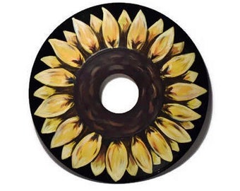 Sunflower Decor, Upcycled Flowers, Painted Vinyl Record, Boho Decor, Retro Art, Vinyl Art, Retro Aesthetic, Sustainable Gift, Upcycled Art