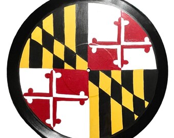 Maryland Flag|MD Art|MD|Unique Decor|Hand Painted Vinyl Record|Groovy Retro Decor|Maryland Pride|Good Vibes|College Dorm Decor|Valentines