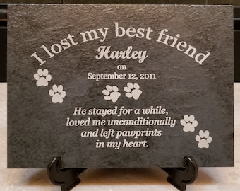 Pet Memorial: 5 "X 7" graviert Schiefer mit Easel