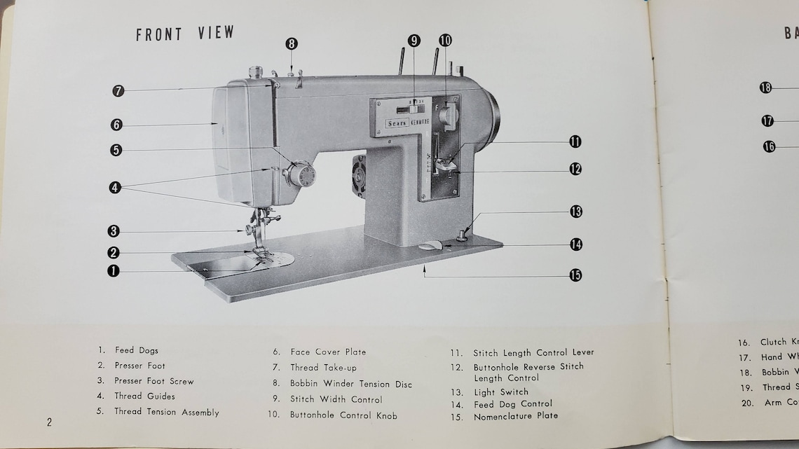 Sears Kenmore Model 158.140 Sewing Machine manual and parts | Etsy