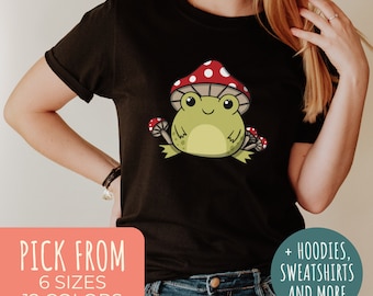 Frog Gift Shirt, Mushroom Frog Shirt, Cute Frog Shirt, Mushroom Shirts, Frog Lover Shirt, Mushroom Tees, Unisex T-Shirt