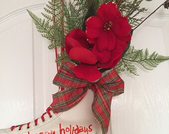 Christmas ice skate door wreath