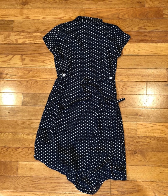 60s Navy Blue Polka Dot Dress