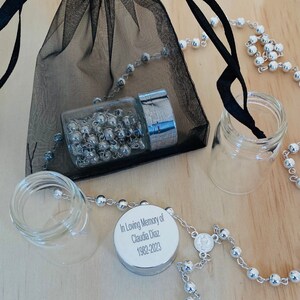 12pcs personalized Favors/Recuerdos Para Funeral/funeral favors/Celebration of Life/Memory Gift// personalized Metal rosaries FREE BAGS