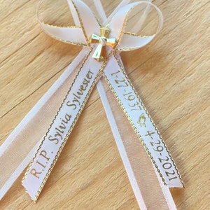 100-75-50-24-12pcs wedding/ Favor/Funeral ribbons/baptism favors /DOUBLE personalized ribbons With safety pin Listones grabados