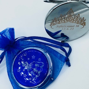 12pcs personalized Mirrors /Recuerdos Para Quinceañera compact mirrors Sweet 16 Quinceanera FREE BAGS