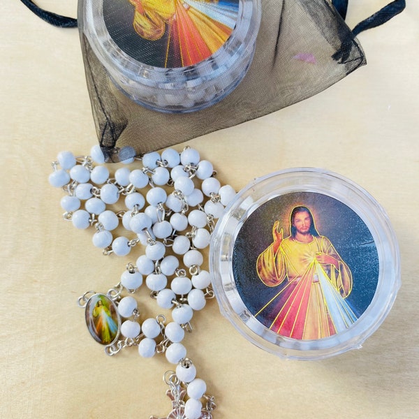 48-36-24pcsRecuerdos Para Funeral wood rosaries/funeral favors/Celebration of Life/Memory Gift/Recuerdos luctuoso/Funeral Gift Divine Mercy