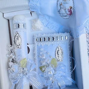 4pcs first communion candle sets BOY/Girls, English & Spanish white set