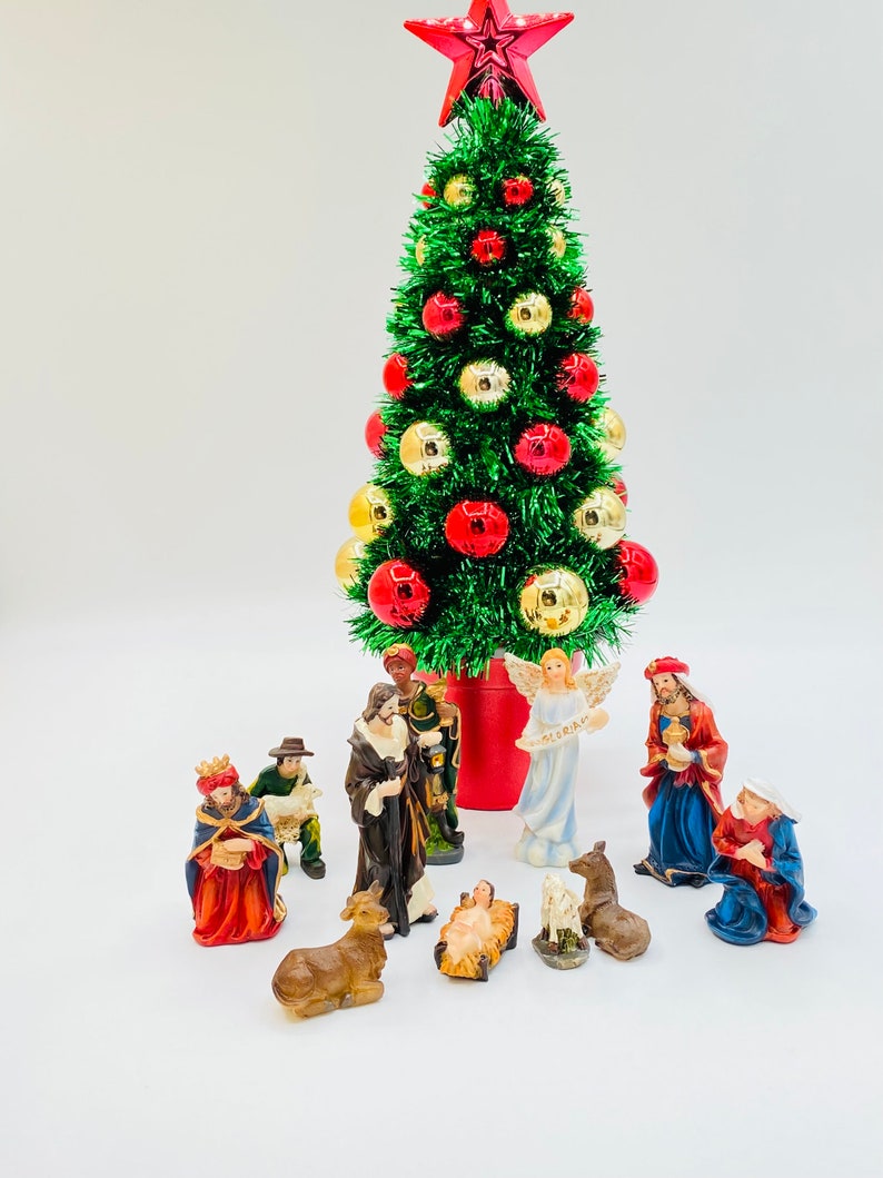 Nativity Scene: 11-piece Hand-painted Christmas Set, Mini Nativity ...