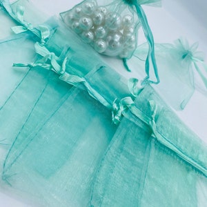 60pcs 4x5” Sheer Organza bags Favor Gift Jewelry Pouches Wedding Party Drawstring Mint green pouches