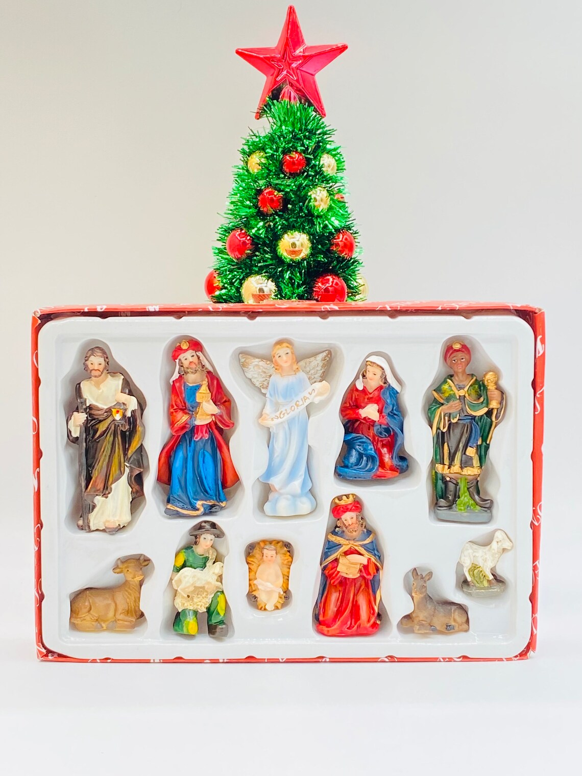Nativity Scene: 11-piece Hand-painted Christmas Set, Mini Nativity ...