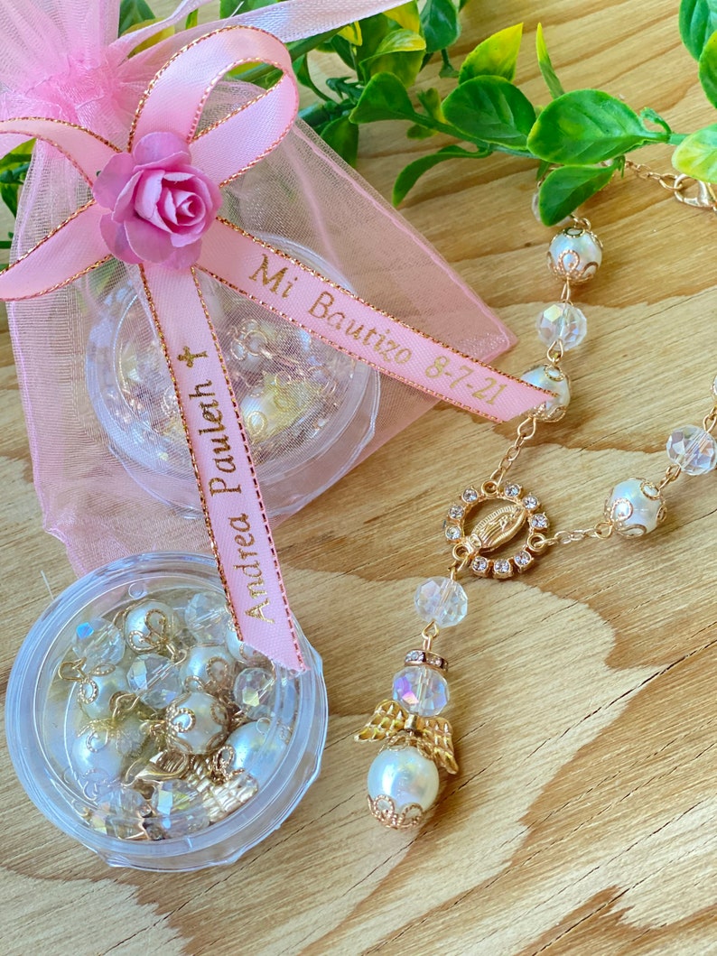 12 Virgin Guadalupe Rosary Bracelets: Personalized Baptism Favors Bild 1
