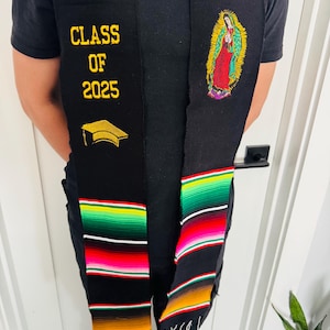Graduation stole Class Of 2025 floral stole /stola de graduacion/Mexican embroidered sash Graduacion virgen Mary