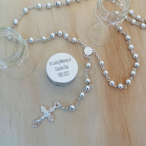 12pcs personalized Favors/Recuerdos Para Funeral/funeral favors/Celebration of Life/Memory Gift// personalized Metal rosaries FREE BAGS