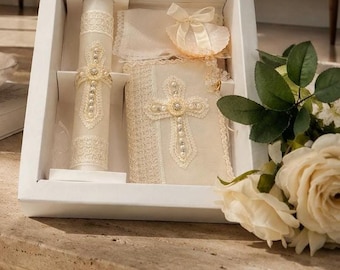 Baptism Candle Set - Christening set, Set de velas para  Bautizo Boys/Girls - 5 Pieces