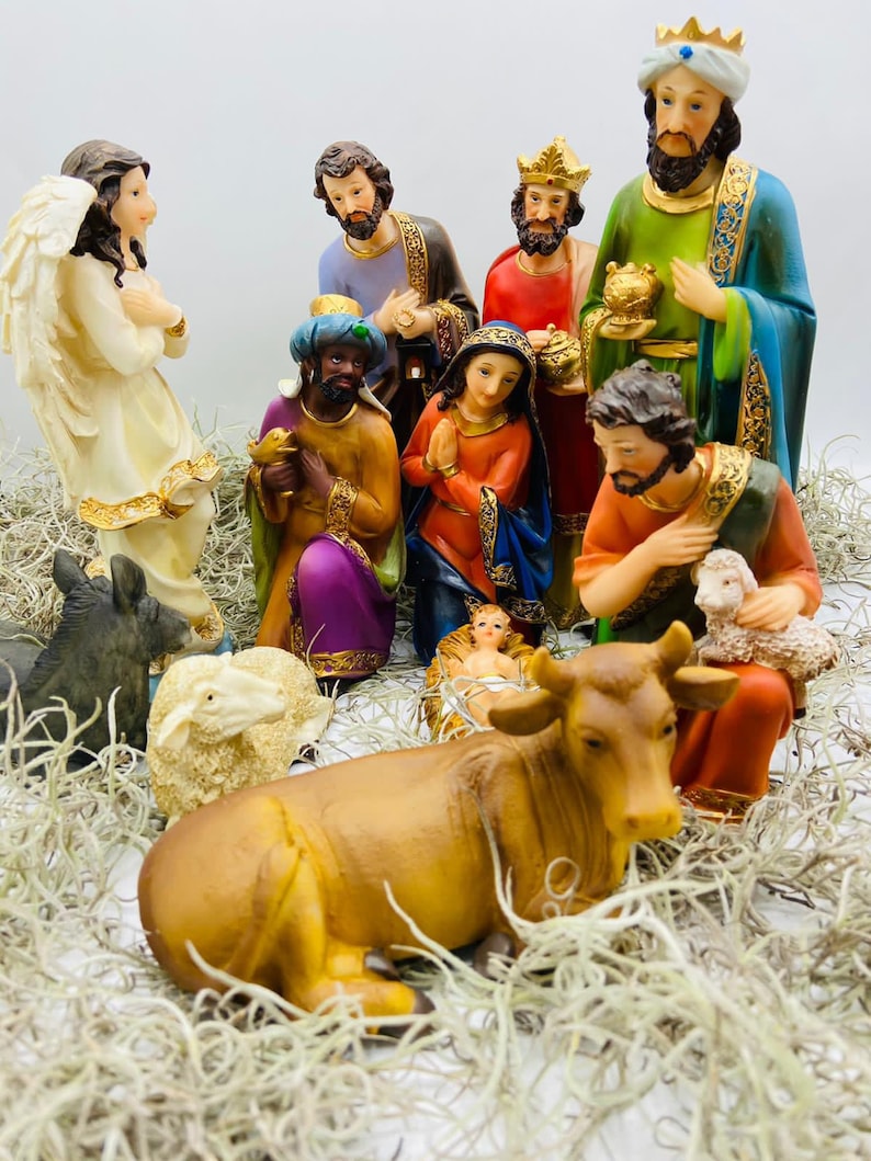 11pcs Nativity Scene Set Figures Polyresin Figurines Baby Etsy