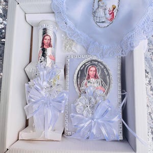 4pcs first communion candle sets BOY/Girls, English & Spanish white set