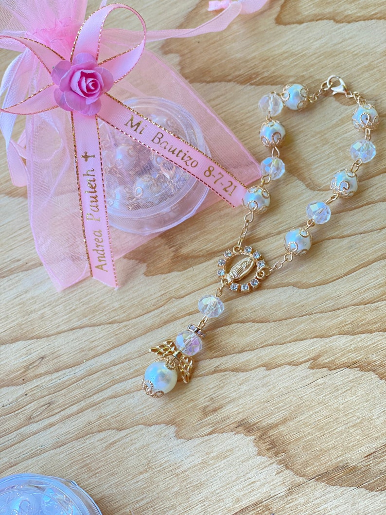 12 Virgin Guadalupe Rosary Bracelets: Personalized Baptism Favors Bild 3