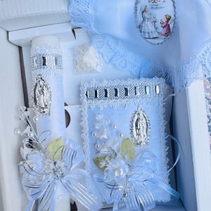 4pcs first communion candle sets BOY/Girls, English & Spanish white set