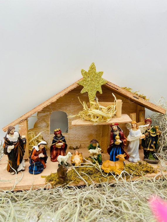 Figurine de Nativité de Noël Set Jésus Crèche Crèche Kit Ornement P