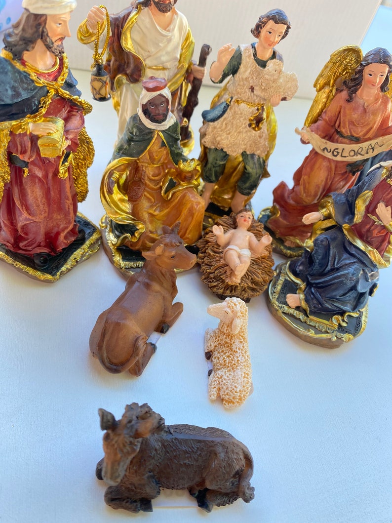 Christmas Nativity Set Scene Figures Polyresin Figurines Baby Etsy