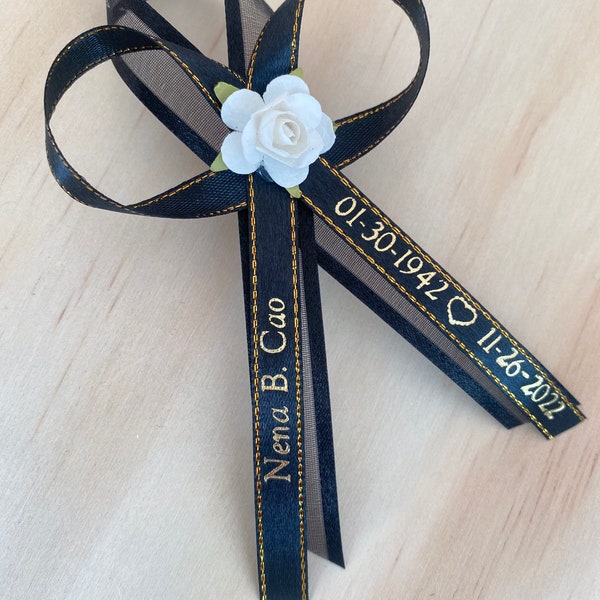 Personalized Funeral Ribbon Favors: Custom Memorial Ribbons with Pin