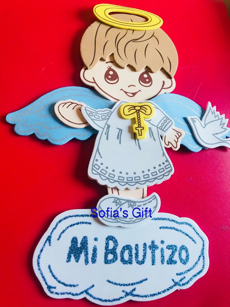 10pcs baptism table decoration foam centerpiece blue angel mi bautizo craft supply