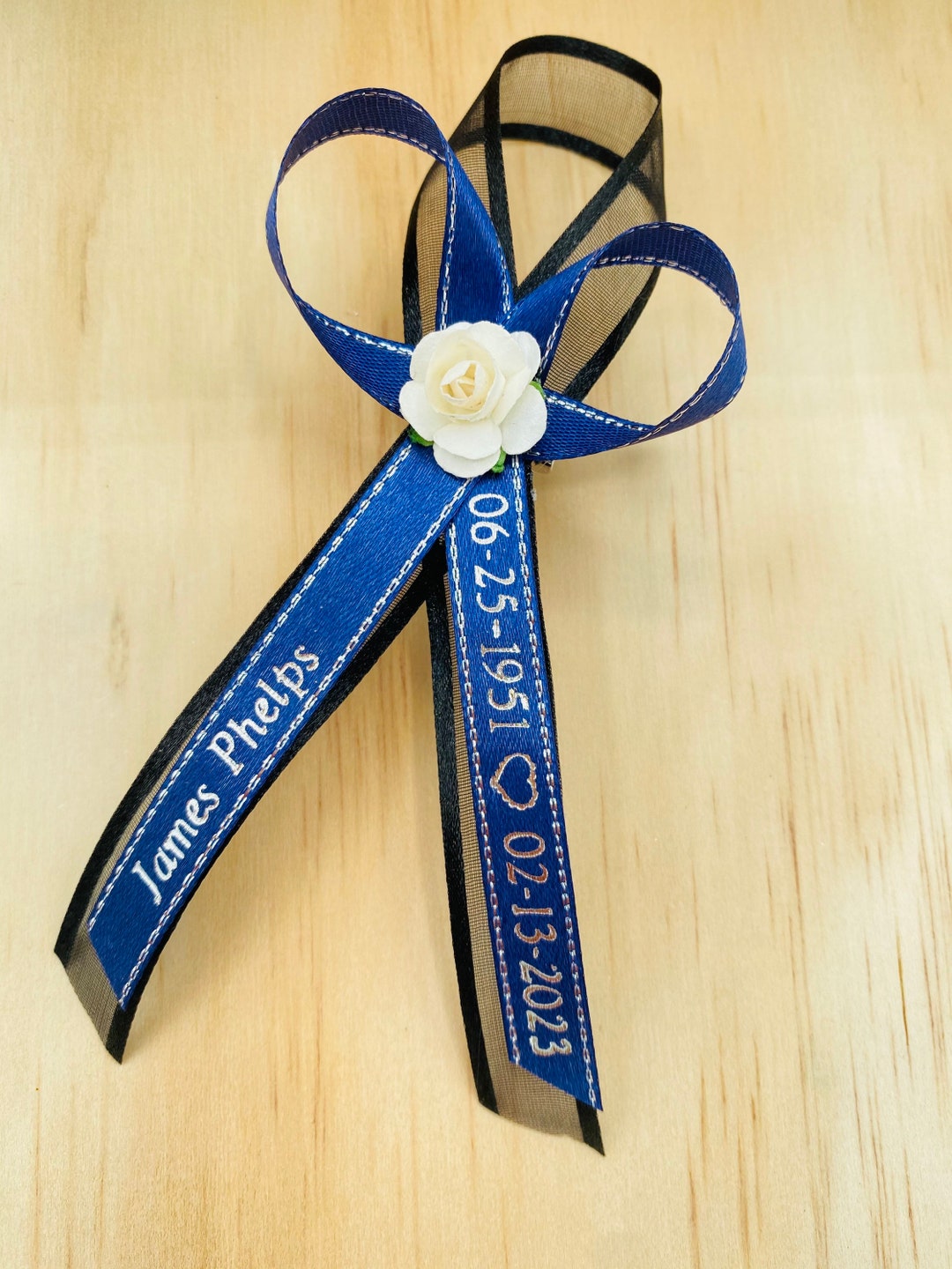 Personalized Funeral Ribbon Favors: Custom Memorial Ribbons With Pin - Etsy