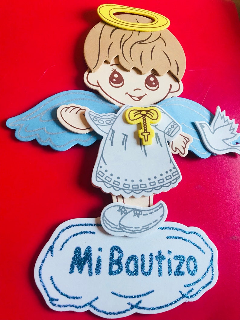 10pcs baptism table decoration foam centerpiece blue angel mi bautizo craft supply
