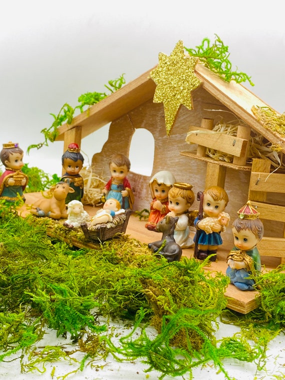 Ornements de scène de crèche en résine pour Noël, figurine de