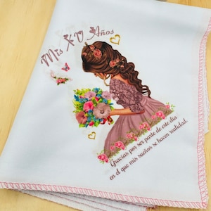 12 Quinceanera Napkins: Polyester Party Favors, 10x12”